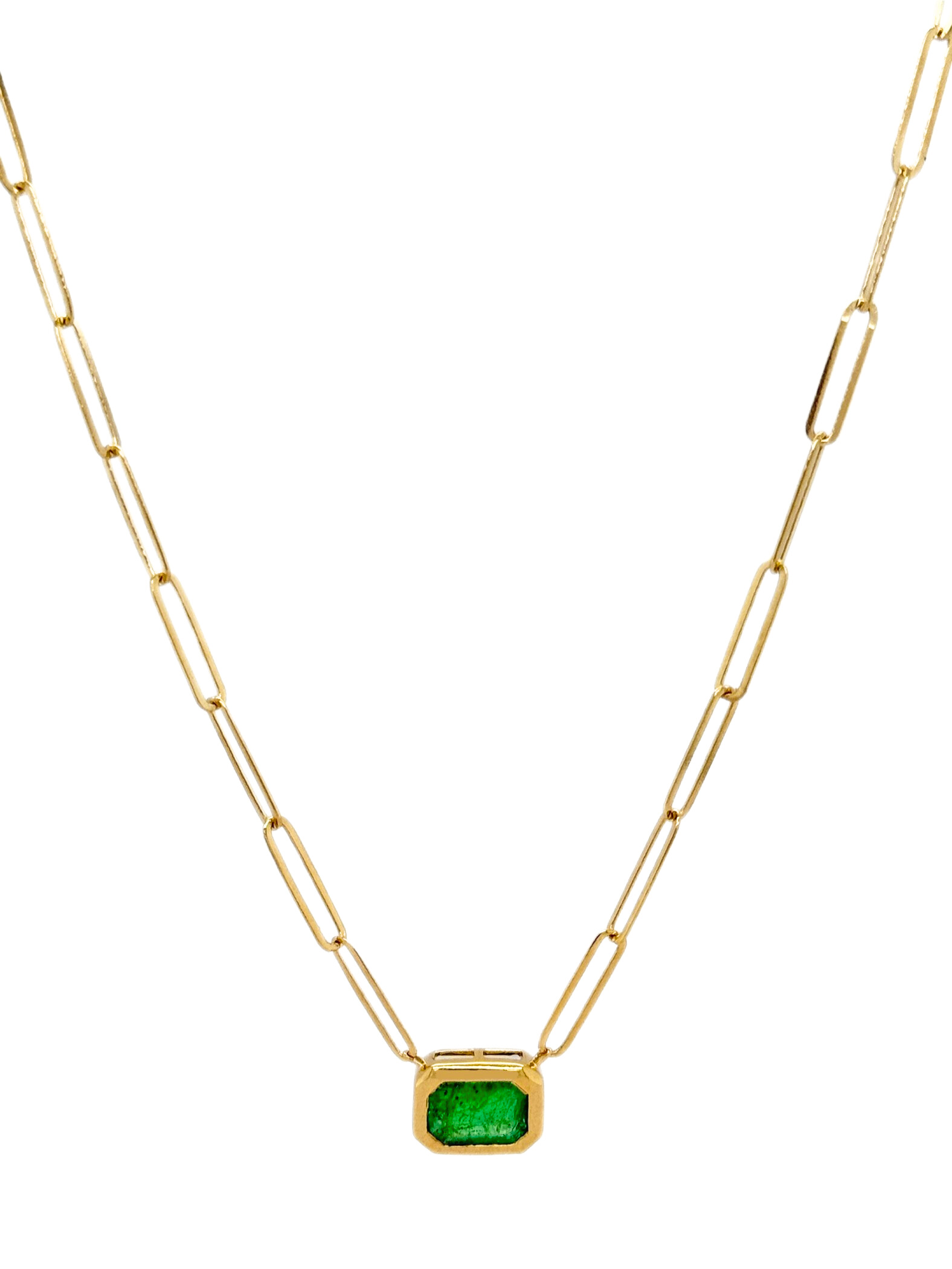 EMERALD PAPER-CLIP NECKLACE-404168